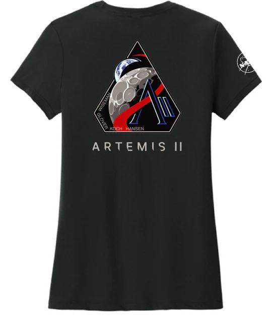 Artemis II Logo with Jared Isaacman Quote on Front Ladies T-Shirt