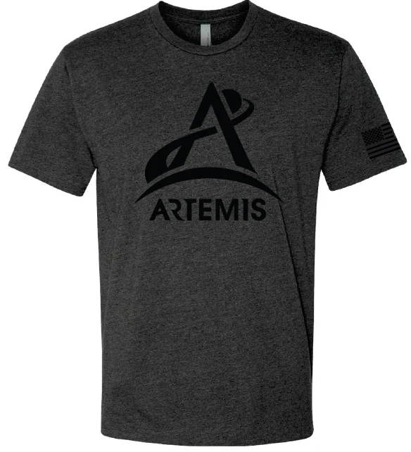 Artemis Program One Color Logo, USA Flag on Sleeve T-Shirt