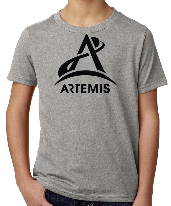 Artemis Program One Color Logo, USA Flag on Sleeve T-Shirt - Image 3