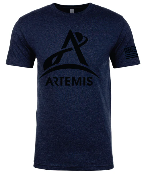 Artemis Program One Color Logo, USA Flag on Sleeve T-Shirt - Image 4