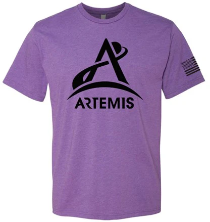 Artemis Program One Color Logo, USA Flag on Sleeve T-Shirt - Image 5