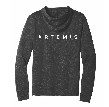 Artemis Program To the Moon and Beyond, NASA logo, Typeface Inter Full Zip Black Hoodie - Image 2