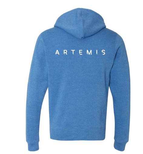 Artemis Program To the Moon and Beyond, NASA logo, Typeface Inter Full Zip Cool Royal Hoodie - Image 2