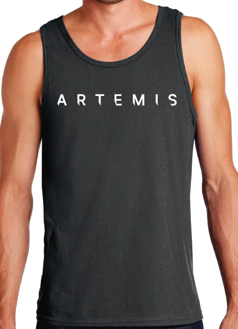Artemis Program To the Moon and Beyond, NASA logo, Typeface Inter Men's Tank DISCO