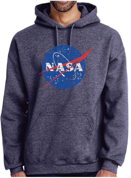 NASA Distressed Logo Gildan Hooded Sweatshirt