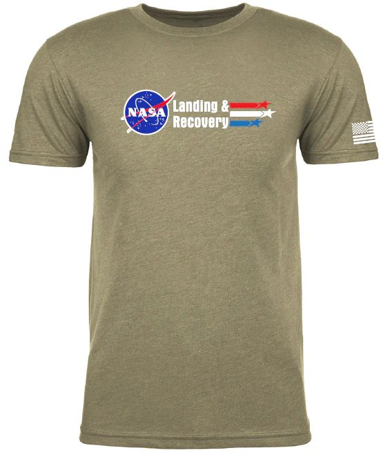 LR 2025 NASA Landing and Recovery Team with NASA Logo, Stars and Stripes, WELCOME HOME Next Level Screen Printed T-shirt - Image 3