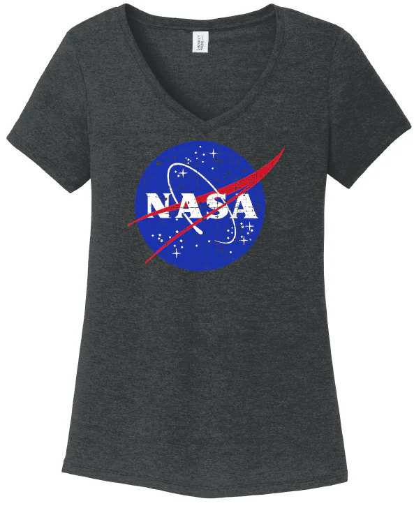 NASA Distressed Logo  Ladies V- Neck Shirt - Image 2