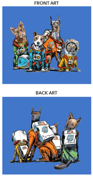 NASA Kennedy Space Center Astronaut Dogs Royal Mist T-Shirts (Youth Sizes Available) - Image 3