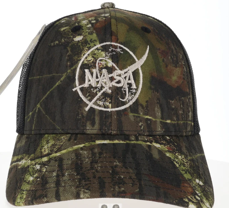 NASA Logo Camo Mossy Oak Black Mesh Back Cap 2906
