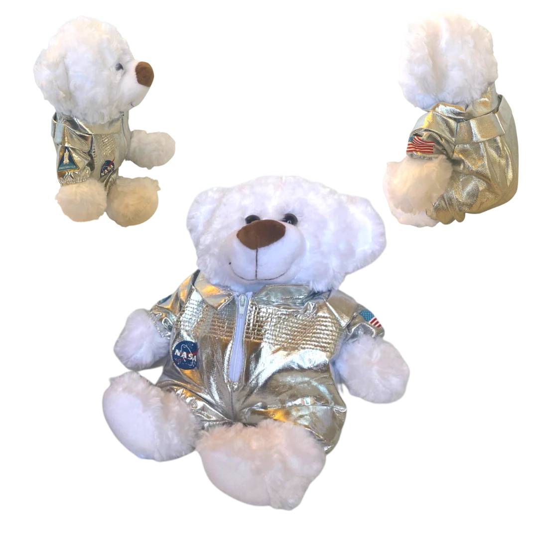 NASA Logo Plush Astronaut Fred and Louie Bears with USA Flag - Image 3