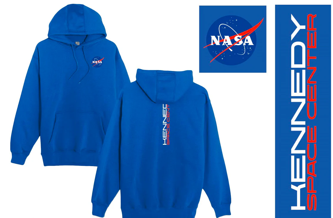 NASA Logo with KSC Vertical Text on Back Hoodie