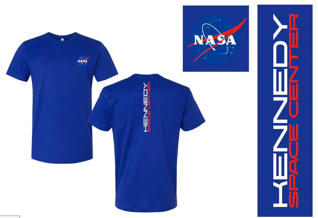 NASA Logo with KSC Vertical Text on Back T-shirt