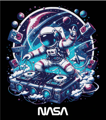 NASA Worm Logo Astronaut DJ T-shirt - Image 2