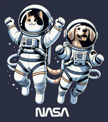 NASA Worm Cat & Dog Astronauts Shirt - Image 2