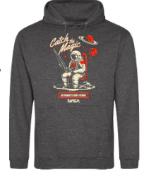 NASA Worm Logo Astronaut Fishing On Moon Hoodie Charcoal