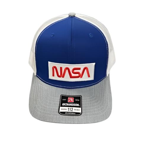 NASA Worm Logo Richardson Mesh Cap Grey, Blue, White 28079