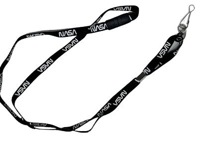 NASA Worm Logo White on Black Lanyard- Skinny