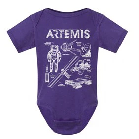 Artemis Typeface Space Themed Sparkly Onesie With Flag On Back - Image 2