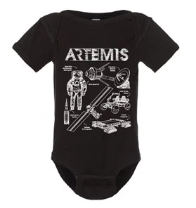 Artemis Typeface Space Themed Sparkly Onesie With Flag On Back - Image 3