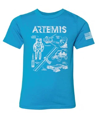 Artemis Typeface Space Themed Sparkly Youth Shirt With Flag (Toddler Sizes Available) - Image 2