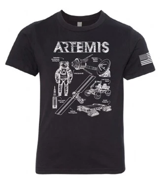 Artemis Typeface Space Themed Sparkly Youth Shirt With Flag (Toddler Sizes Available) - Image 3