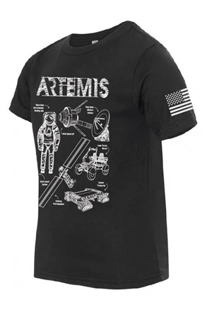 Artemis Typeface Space Themed Sparkly Youth Shirt With Flag (Toddler Sizes Available) - Image 4