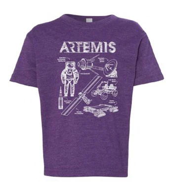 Artemis Typeface Space Themed Sparkly Youth Shirt With Flag (Toddler Sizes Available) - Image 7